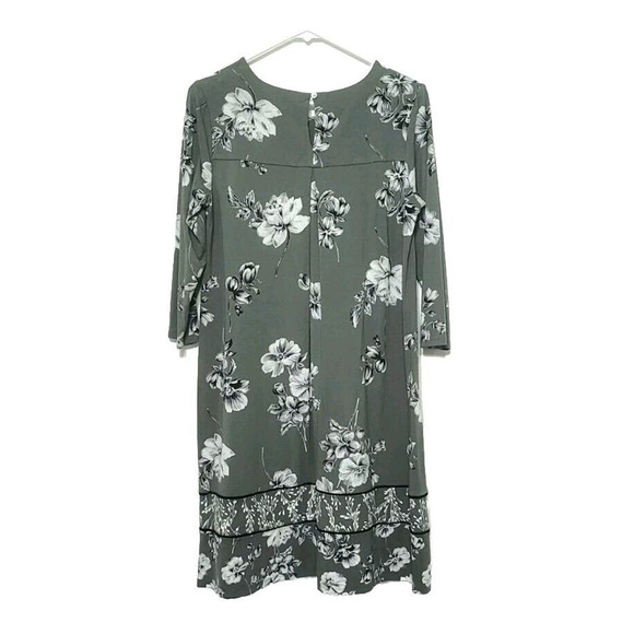 J Jill Wearever Collection Green Floral Print Dress Womens Size S 3/4 Sleeve - Picture 2 of 8